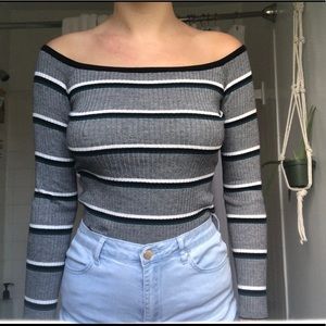 Off the shoulder striped Pacsun crop top